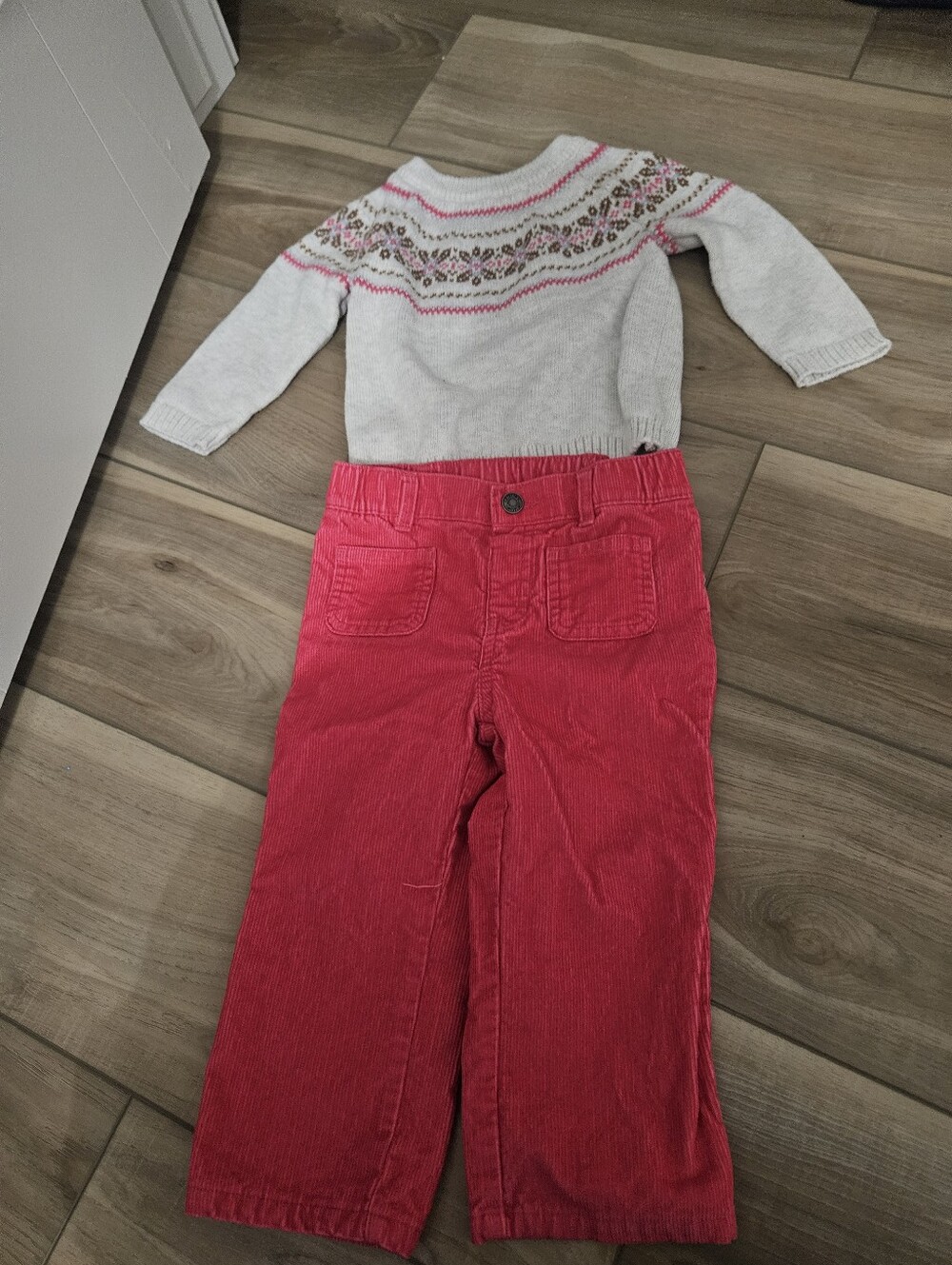 Carters Pink Cordury Pants And Matching Knit Sweater
